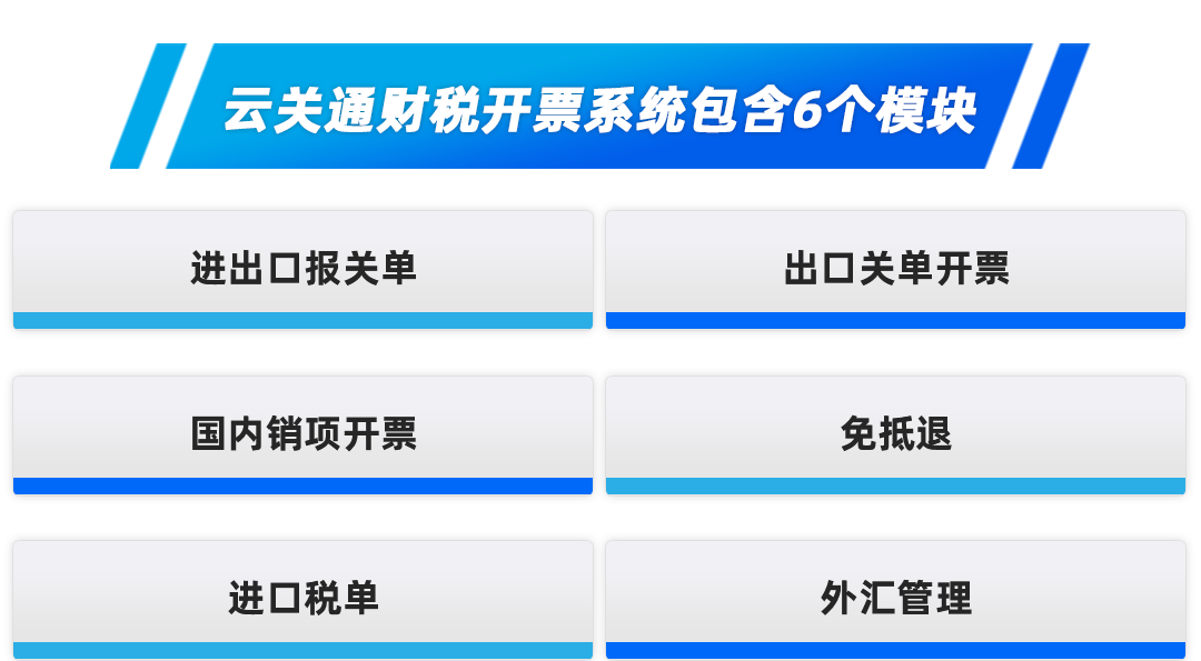 云關(guān)通財(cái)稅開票系統(tǒng)包含6個(gè)模塊